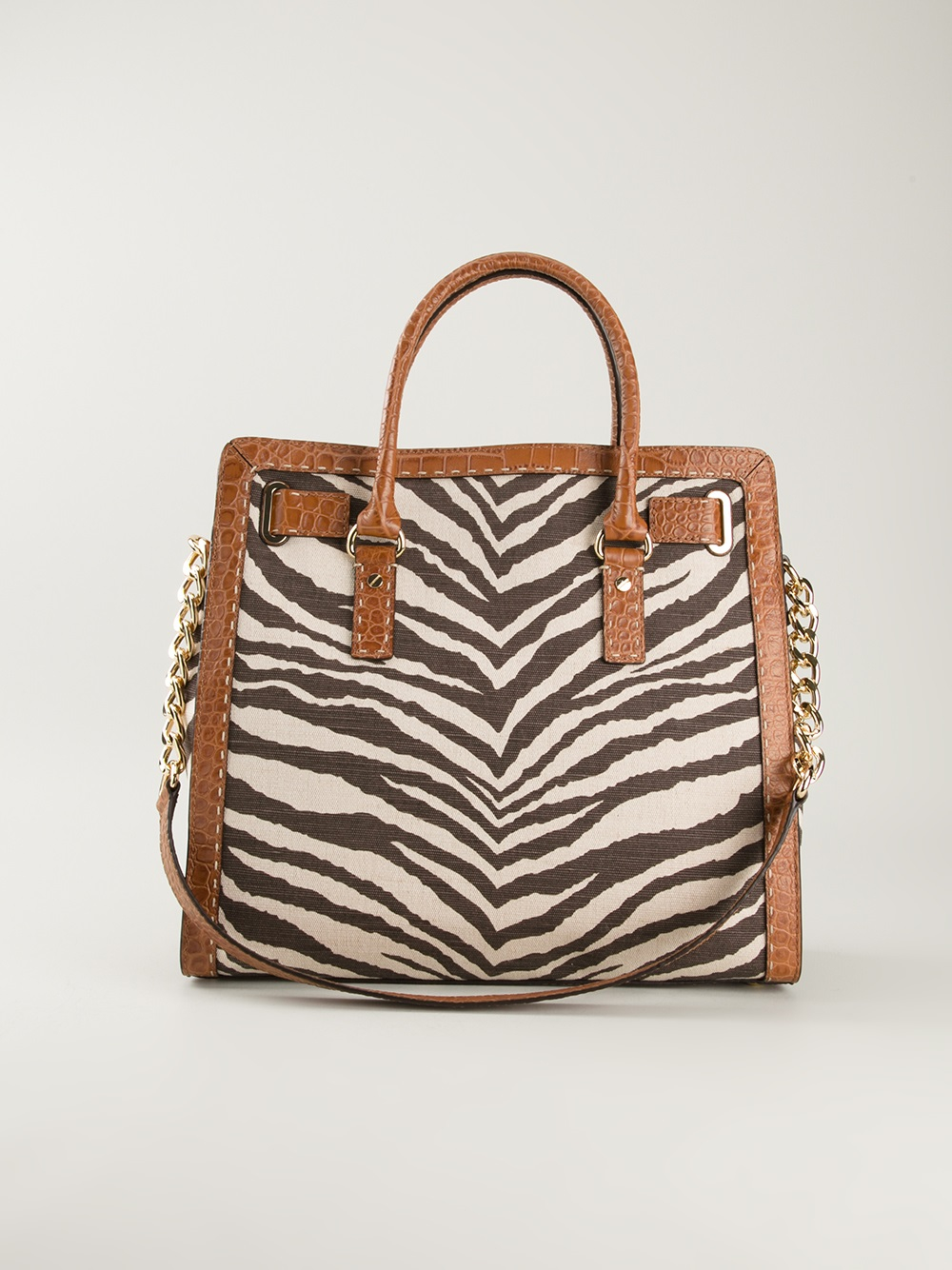Lyst Michael Kors Hamilton Zebra Print Shoulder Bag In Brown