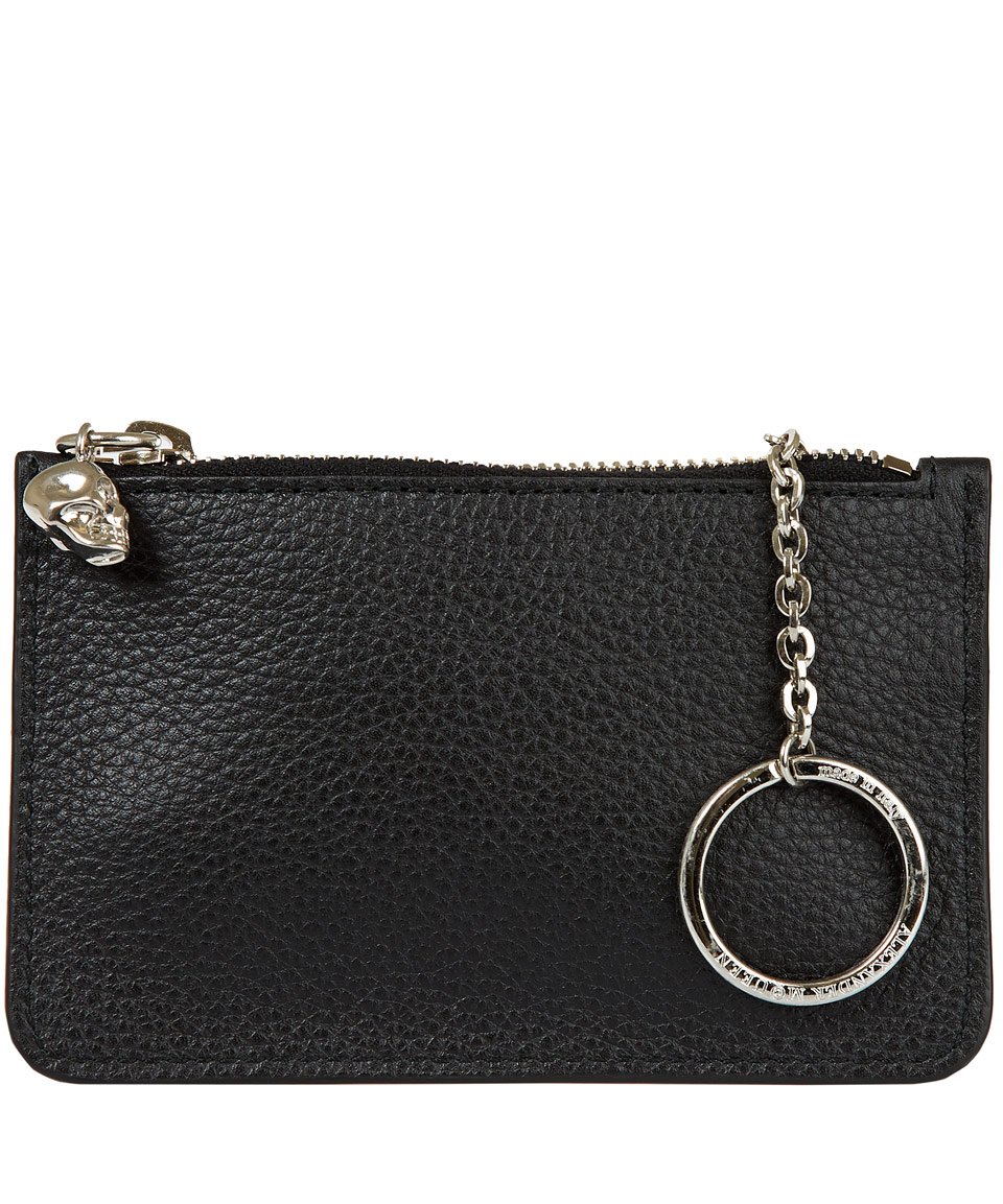 Lyst - Alexander McQueen Black Leather Skull Key Pouch in Black