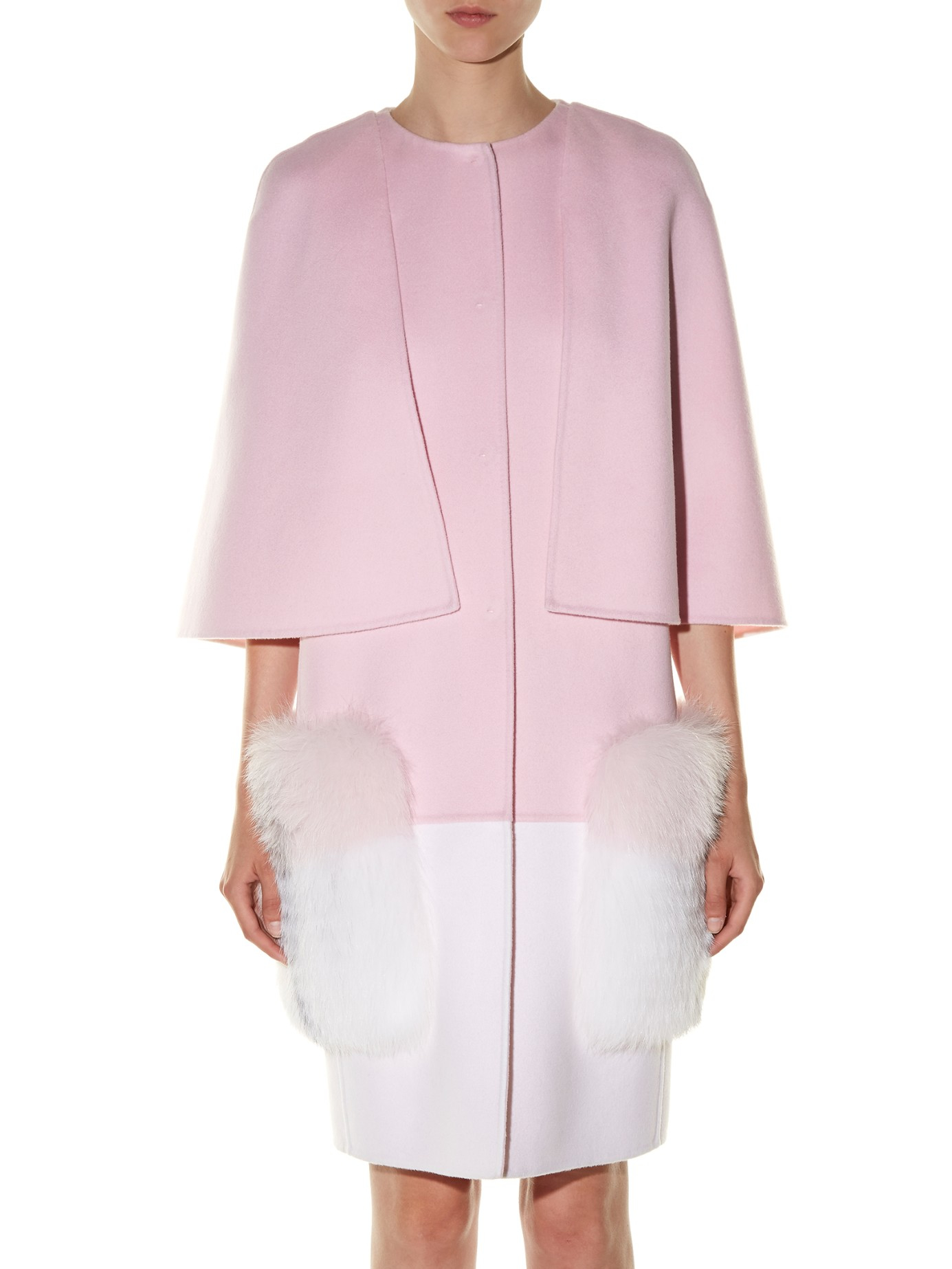 Lyst Fendi Furpocket Bicolour Coat in Pink