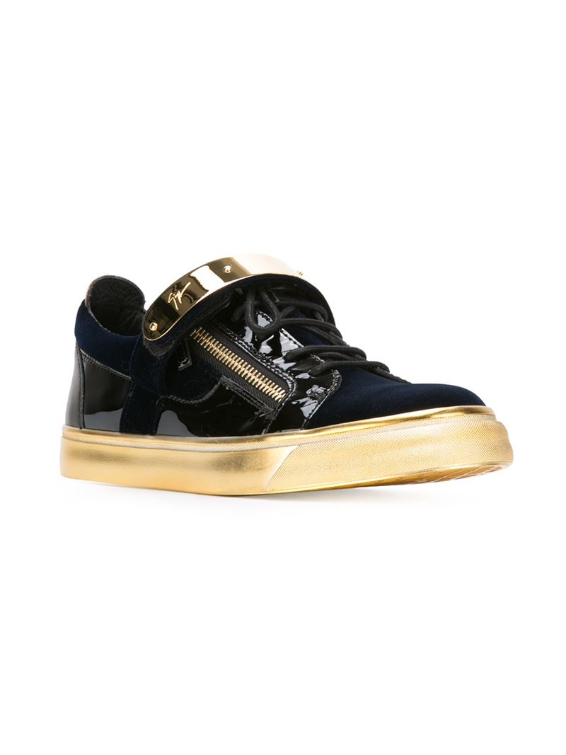 Giuseppe Zanotti Zip-Detail Low-Top Sneakers in Gold for Men (BLACK) | Lyst