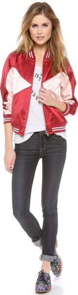 Marc By Marc Jacobs Washed Satin Jacket in Red (Deep Red) | Lyst