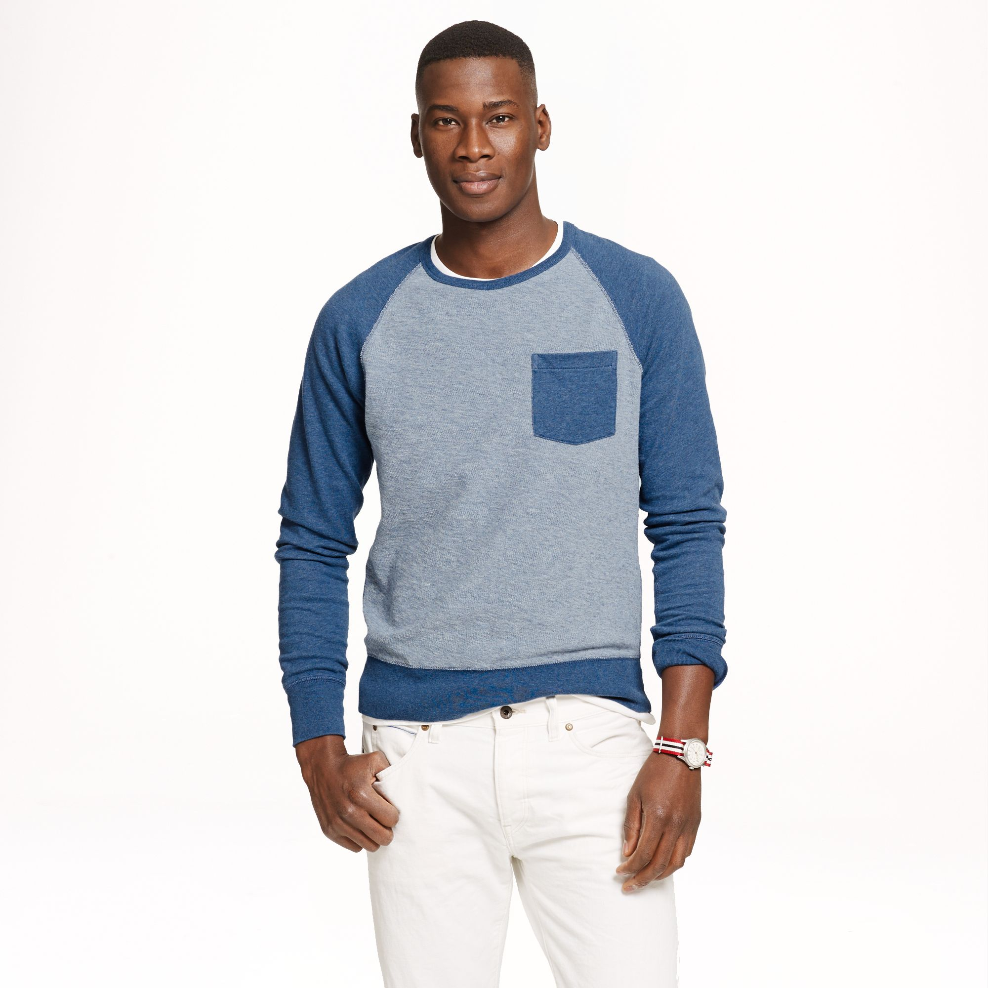 Lyst - J.Crew Lightweight Colorblock Sweatshirt in Blue for Men