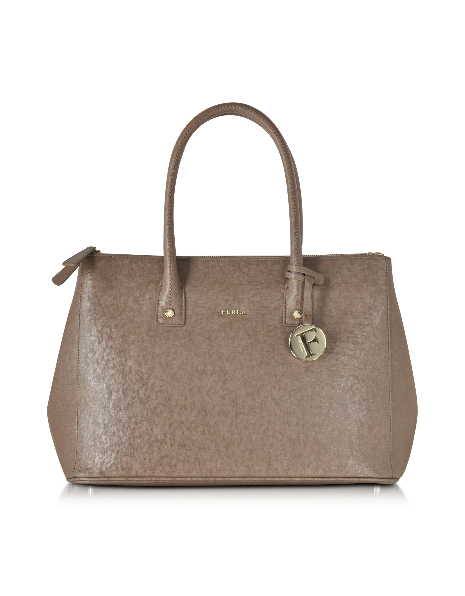 furla daino leather medium tote in brown lyst furla daino leather medium tote in brown lyst