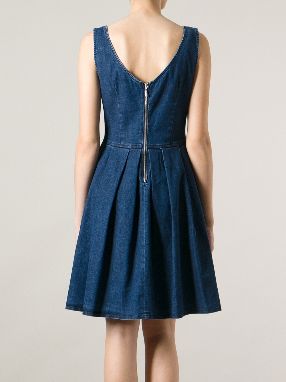Pinko Pleated Denim Dress in Blue Lyst