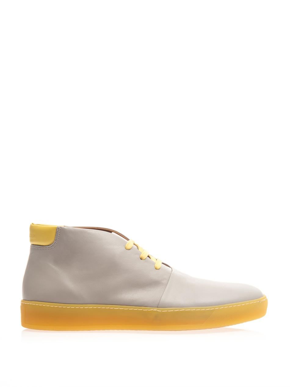 essential contrast trim leather trainers