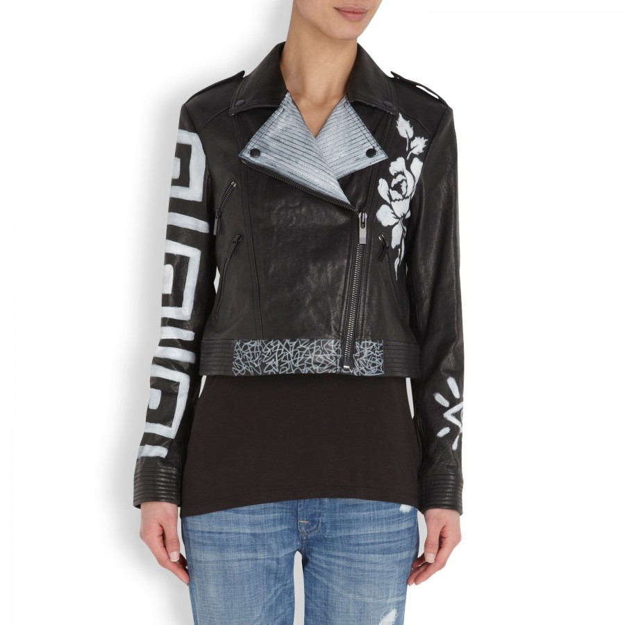 Elizabeth And James Erwan Hand Painted Leather Jacket In Black Lyst Gallery