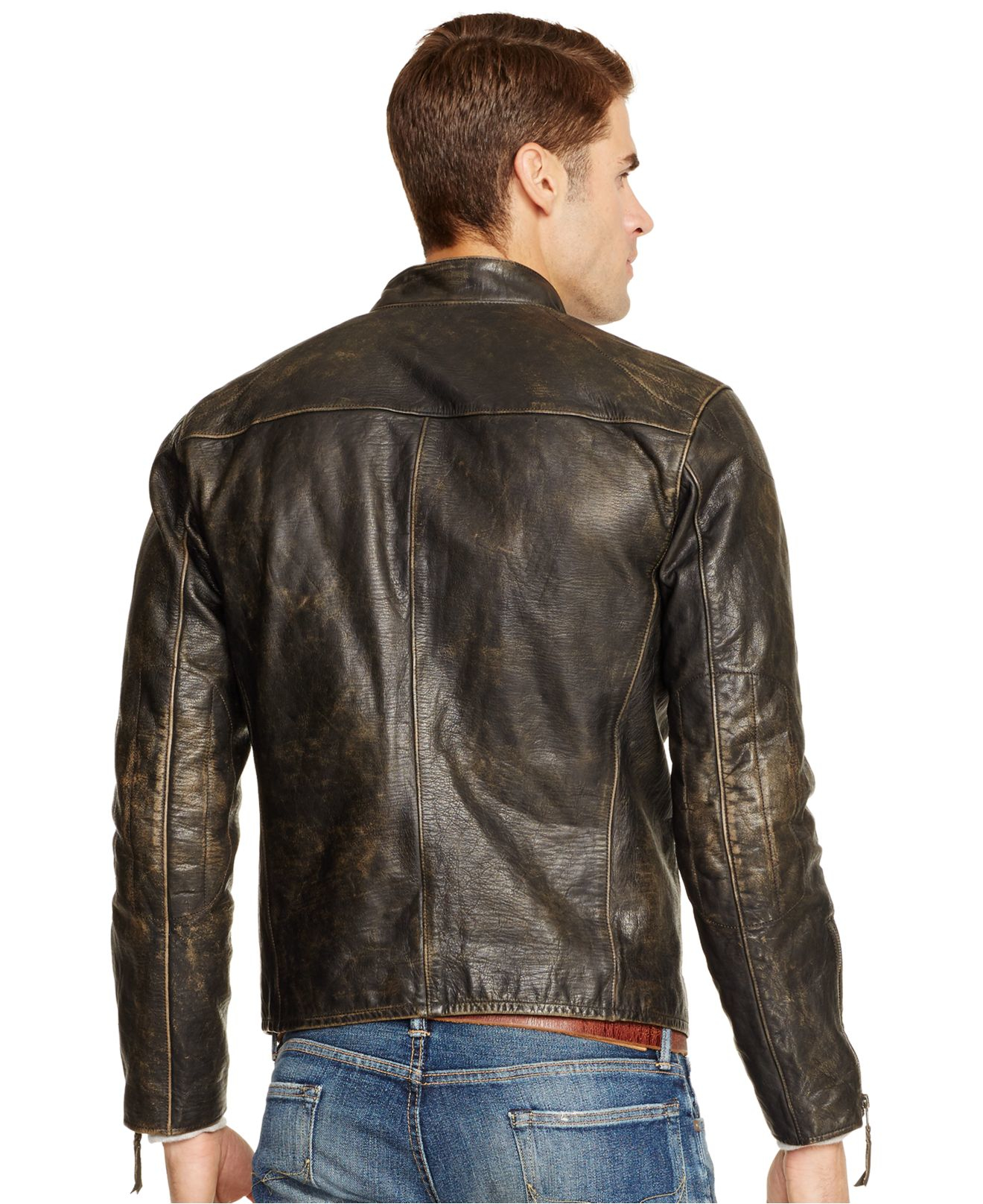 Polo Ralph Lauren Distressed Leather Jacket In Brown For Men Lyst Gallery