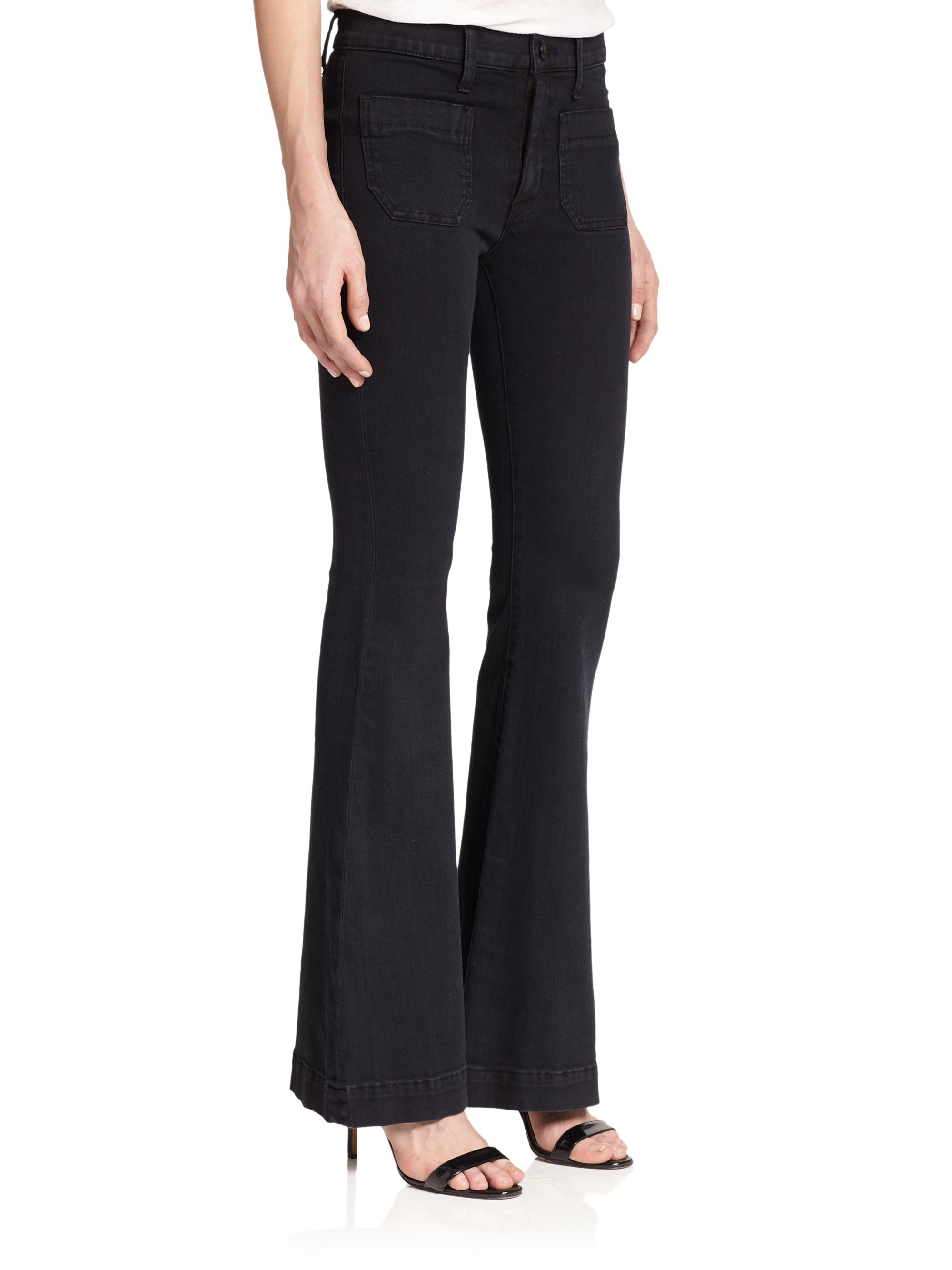 Lyst - Hudson Jeans Taylor High-rise Flared Jeans in Black