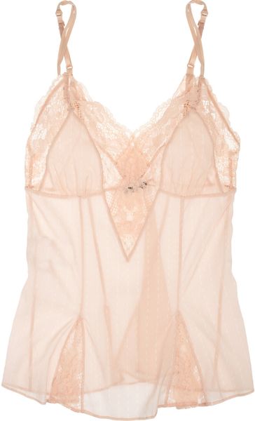 Elle Macpherson Sultry Dreams Stretchsilk and Lace Camisole in Pink ...
