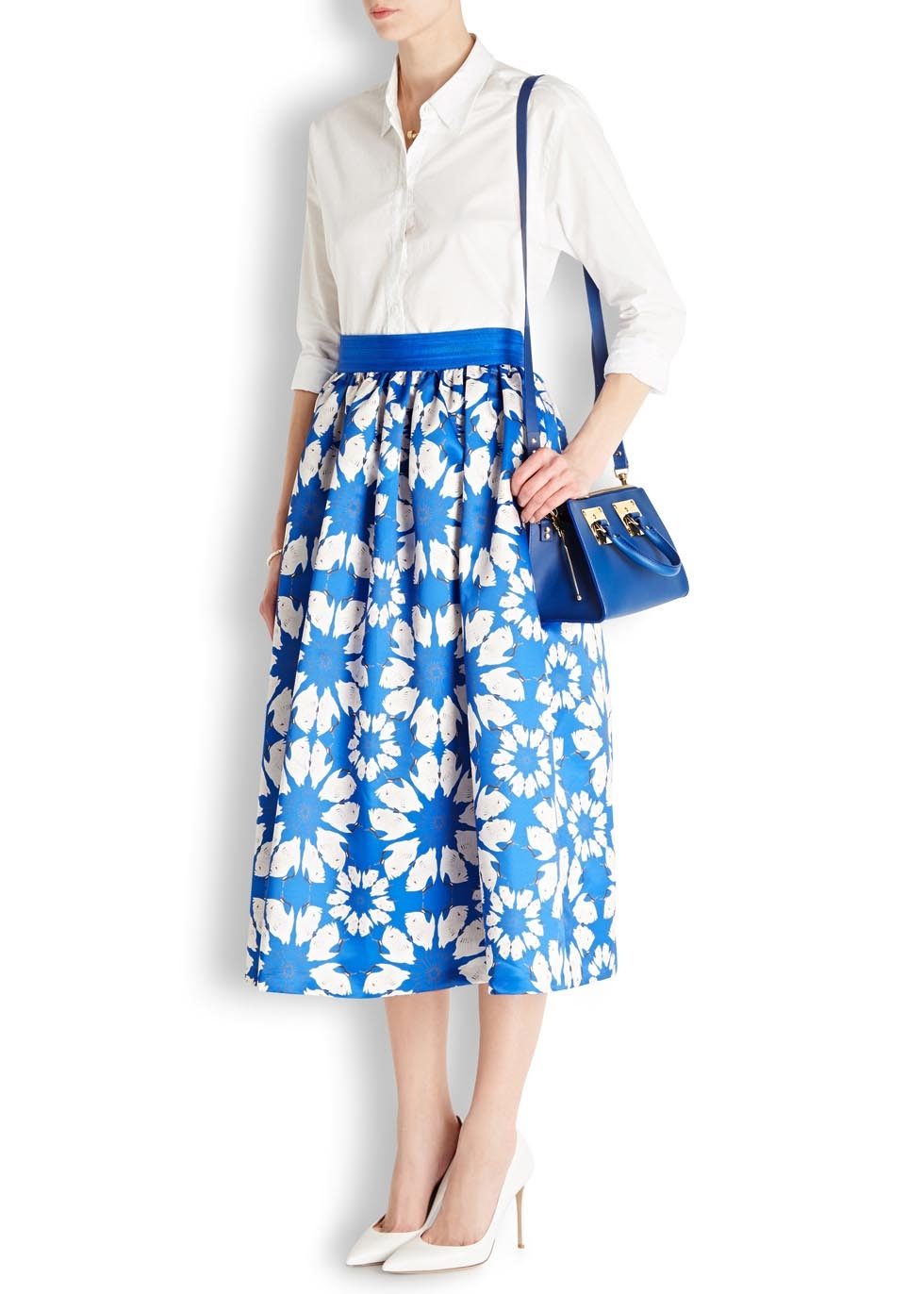 Alice Olivia Connor Fl Print Lampshade Skirt In Blue Lyst Gallery