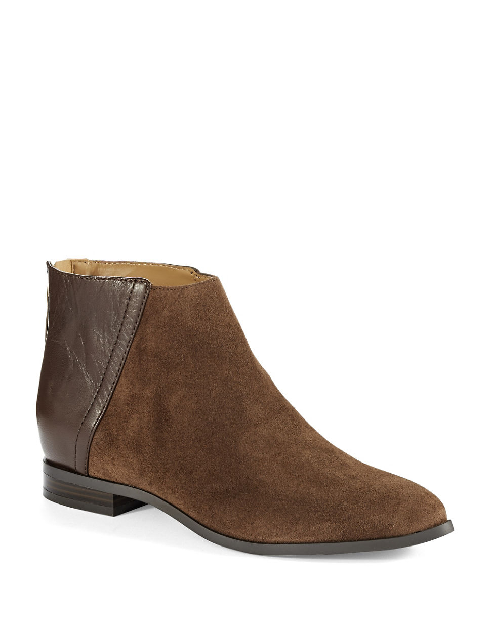 womens brown booties flat