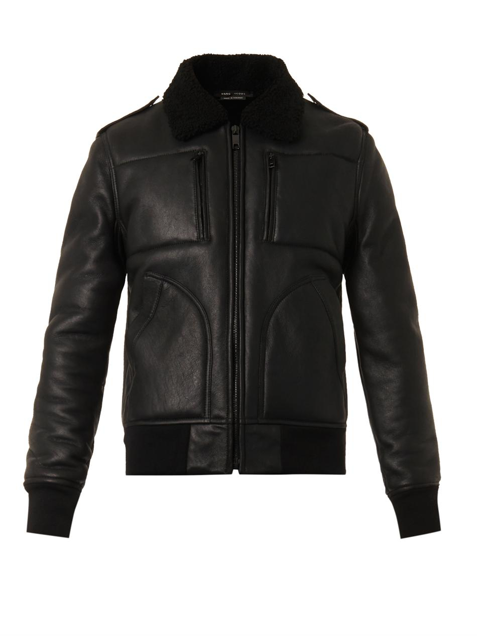 Lyst - Marc Jacobs Shearling-Lined Leather Jacket in Black for Men