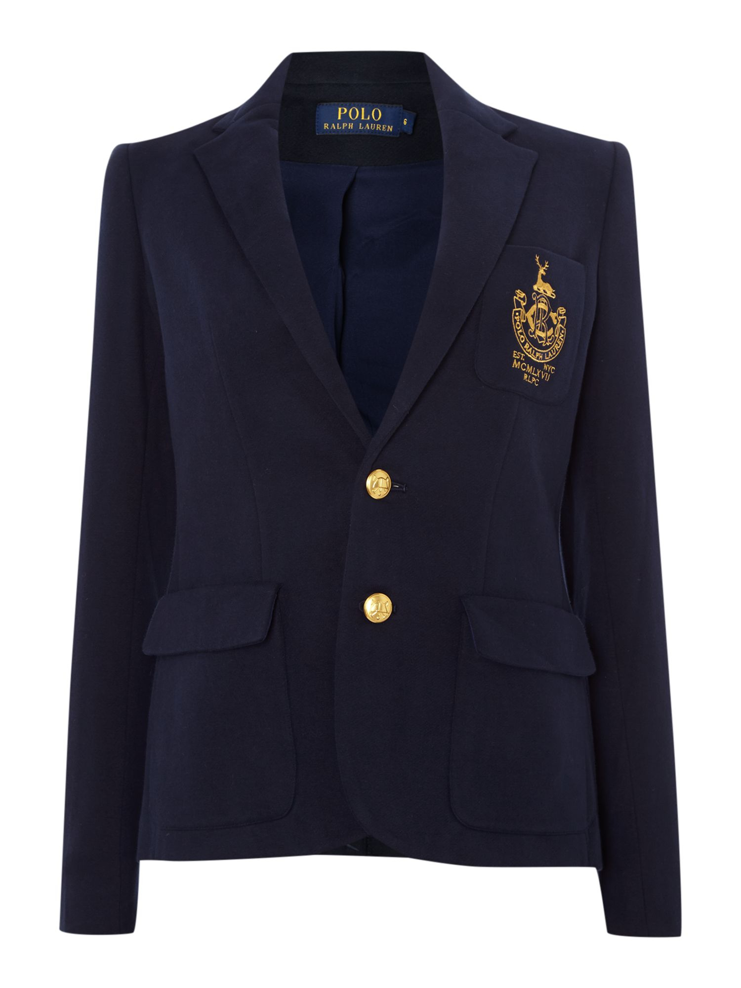 Polo Ralph Lauren Long Sleeved Crested Blazer in Blue (Navy) | Lyst