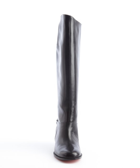 christian louboutin square-toe knee-high boots Black leather ...