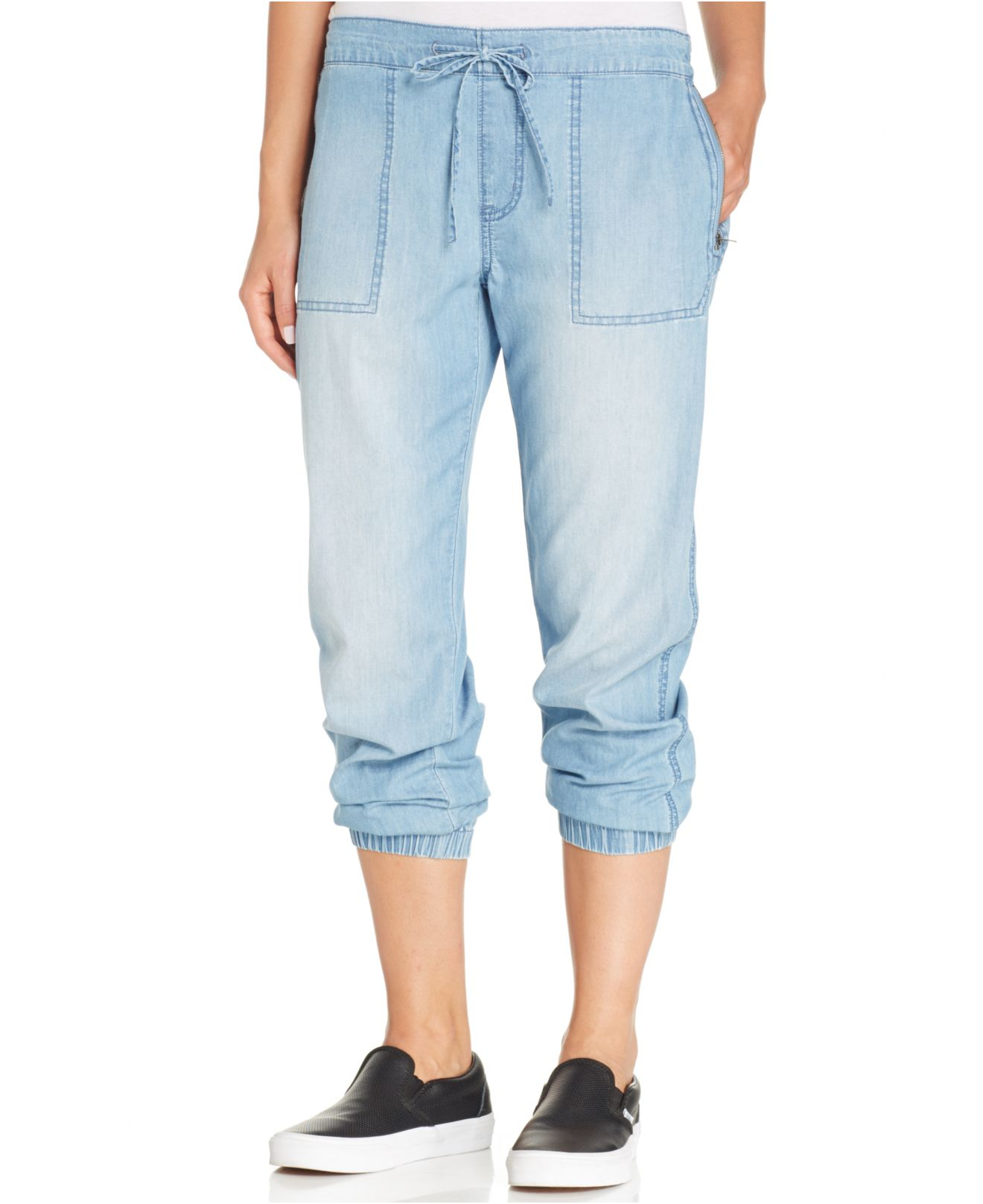 Calvin klein jeans Drawstring Denim Jogger Pants in Blue | Lyst