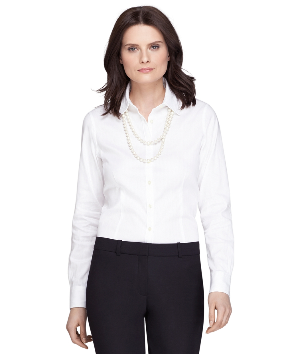 Brooks Brothers | Petite Tailored Fit White Herringbone Shirt | Lyst