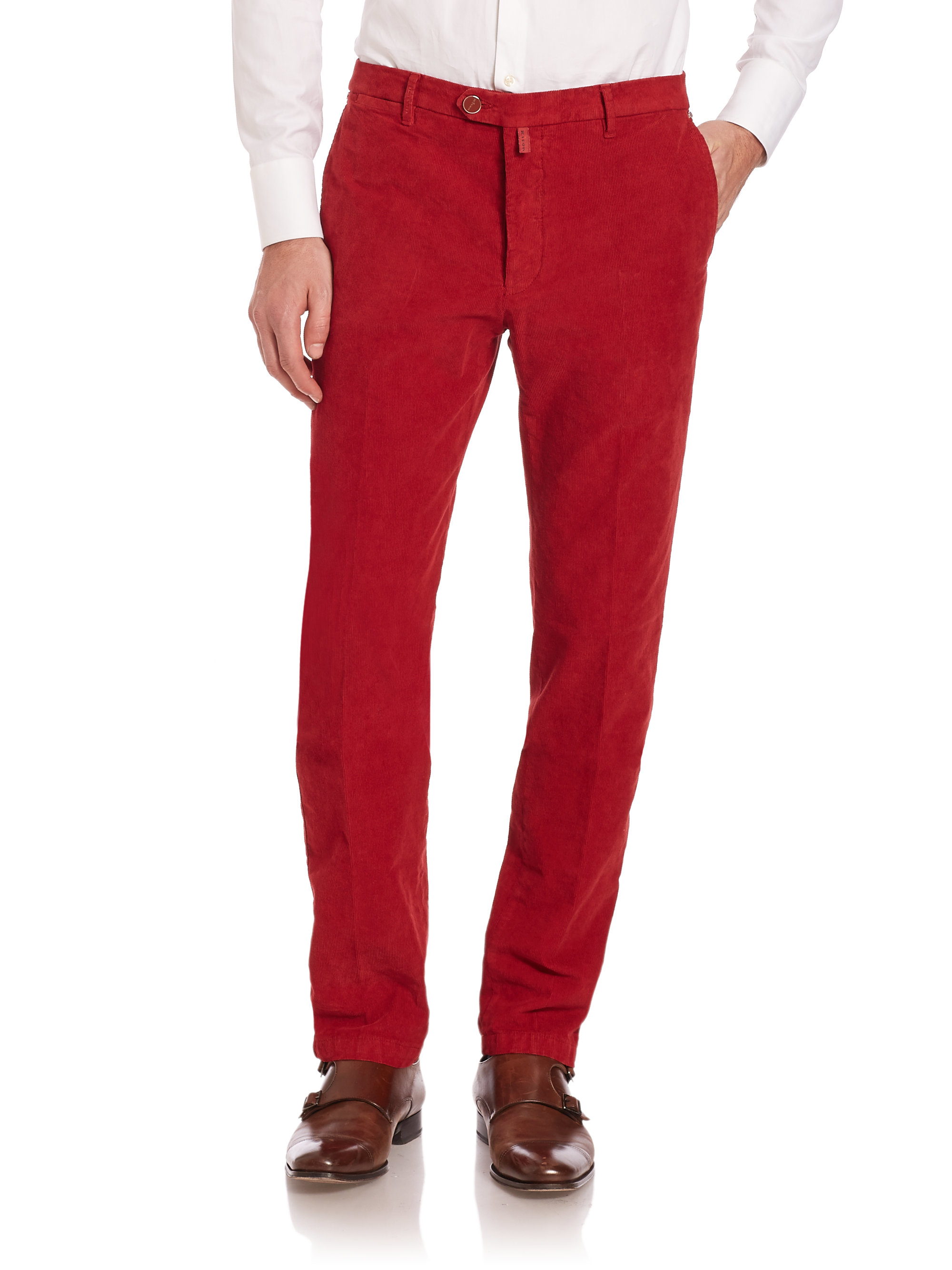 Lyst - Kiton Corduroy Pants in Red for Men