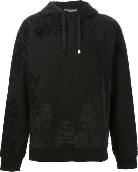 Dolce & Gabbana Floral Print Hoodie in Black for Men | Lyst