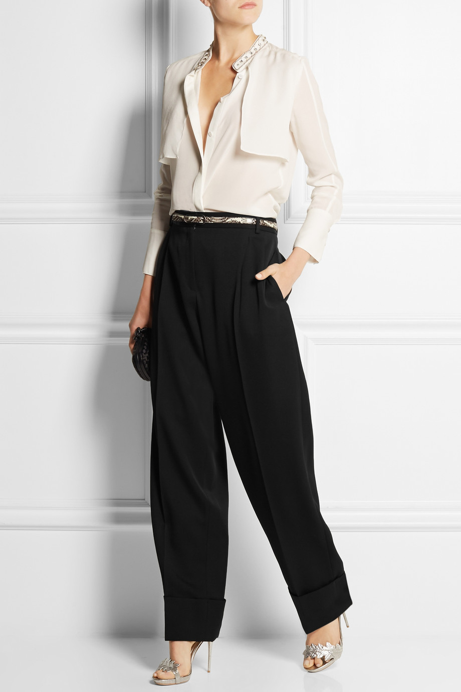 wool wide pants