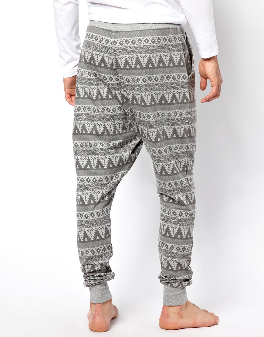 Lyst - Asos Drop Crotch Lounge Sweatpants with Fairisle Print in Gray ...