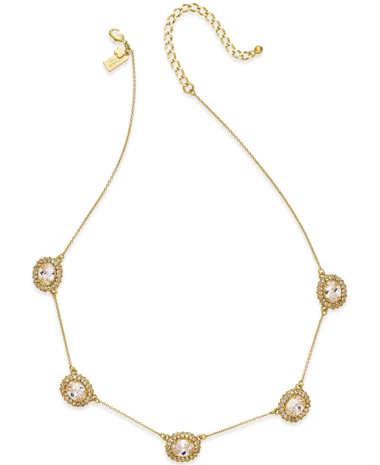 Kate spade Five Crystal Necklace in Gold | Lyst