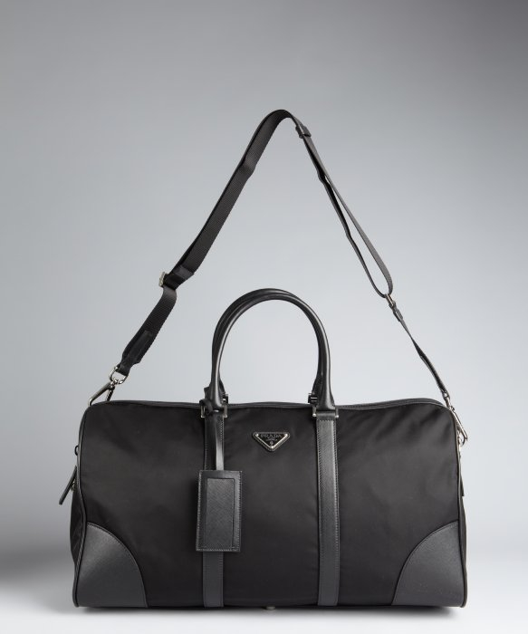 Prada Nylon Zip Duffle Bag in Black for Men | Lyst  