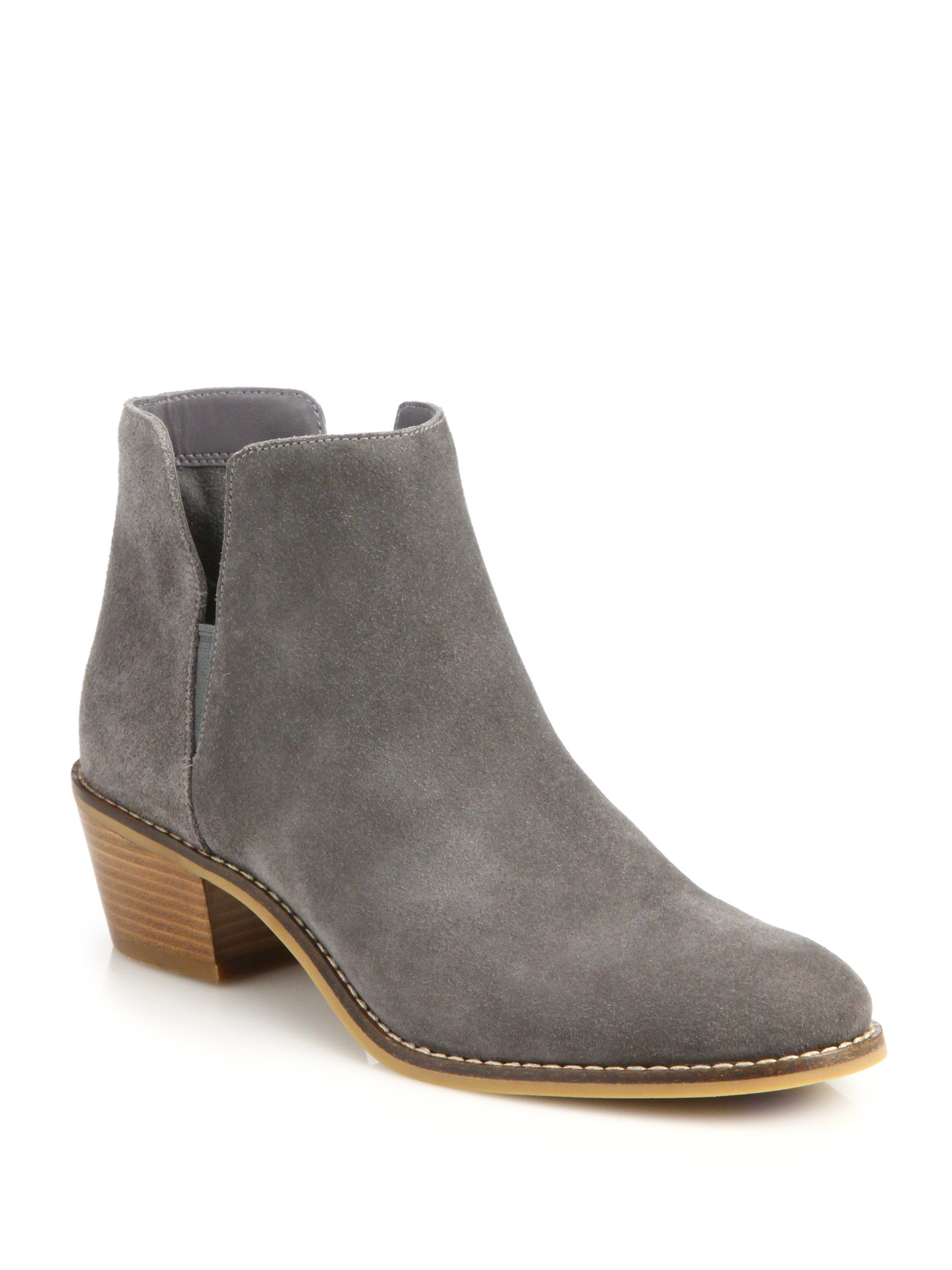 Cole haan Abbot Suede Booties in Gray (grey) | Lyst