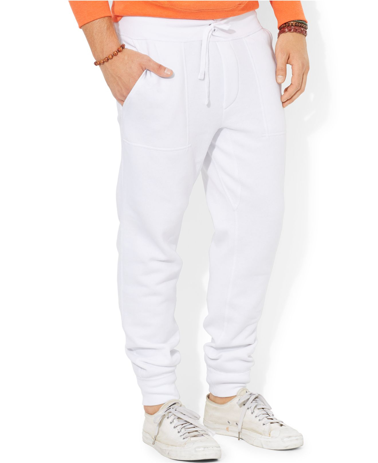 white fleece sweatpants