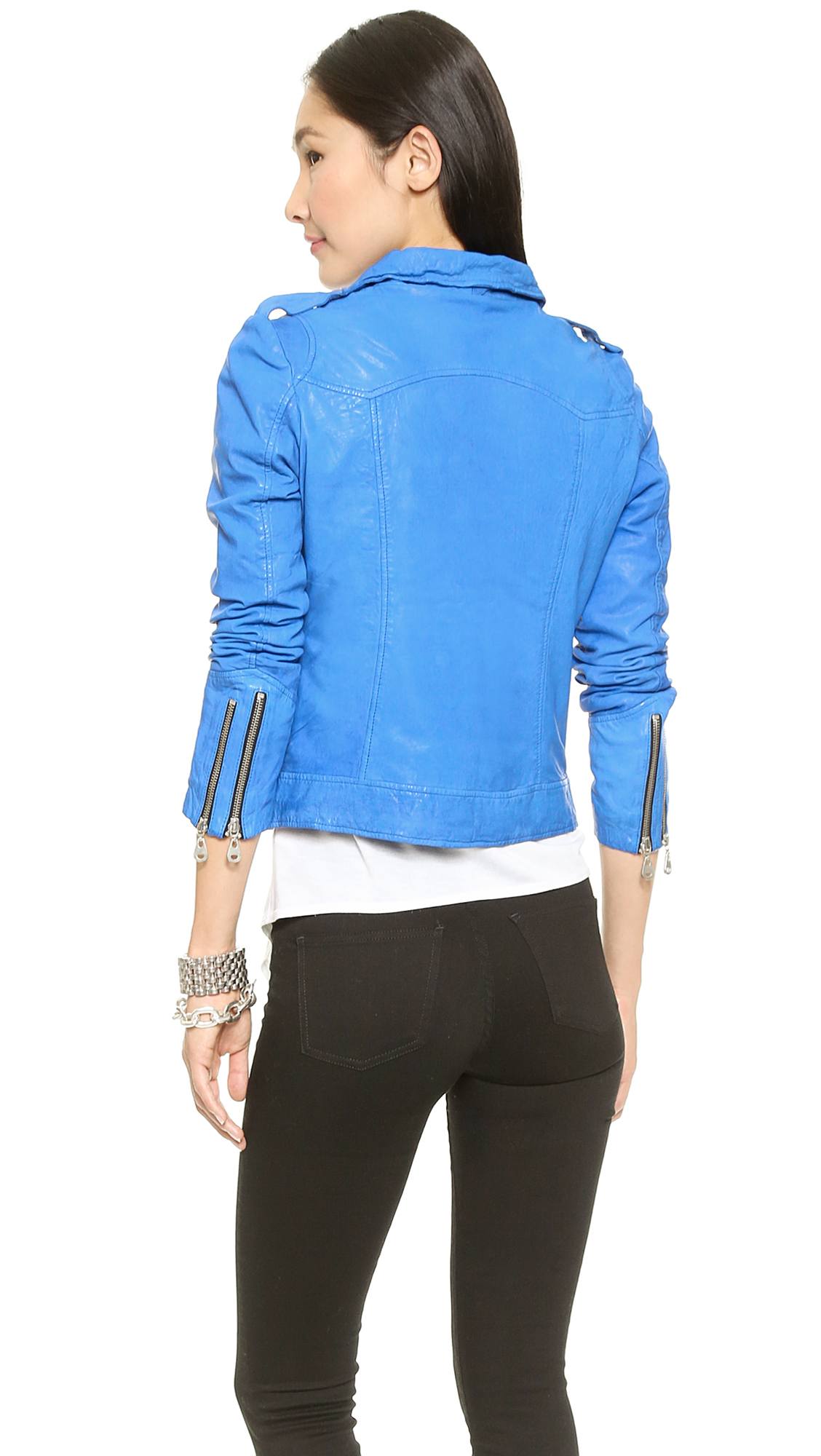 Doma Leather Motorcycle Jacket Electric Blue In Lyst Gallery