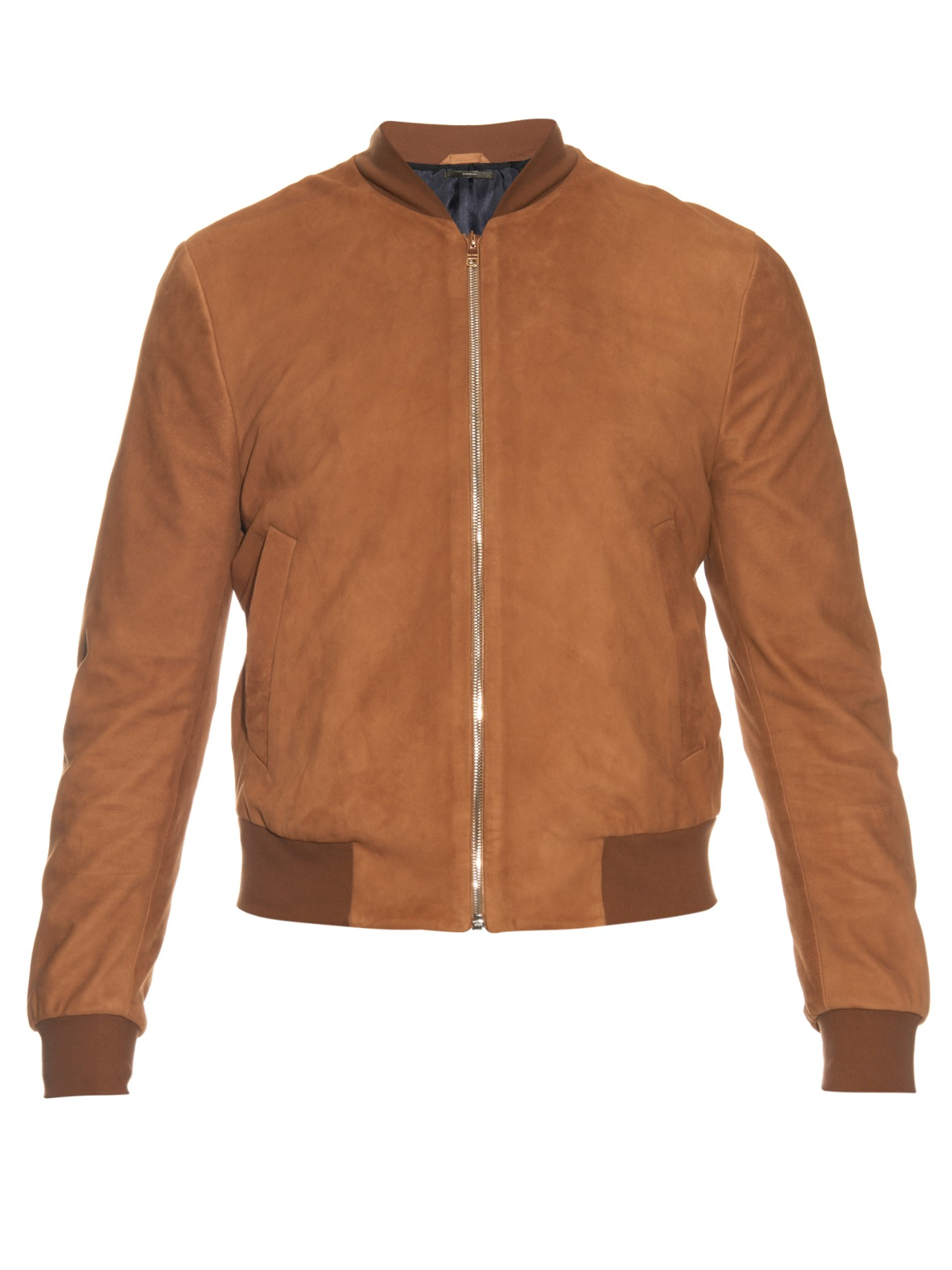 Paul smith Suede Bomber Jacket in Brown for Men | Lyst