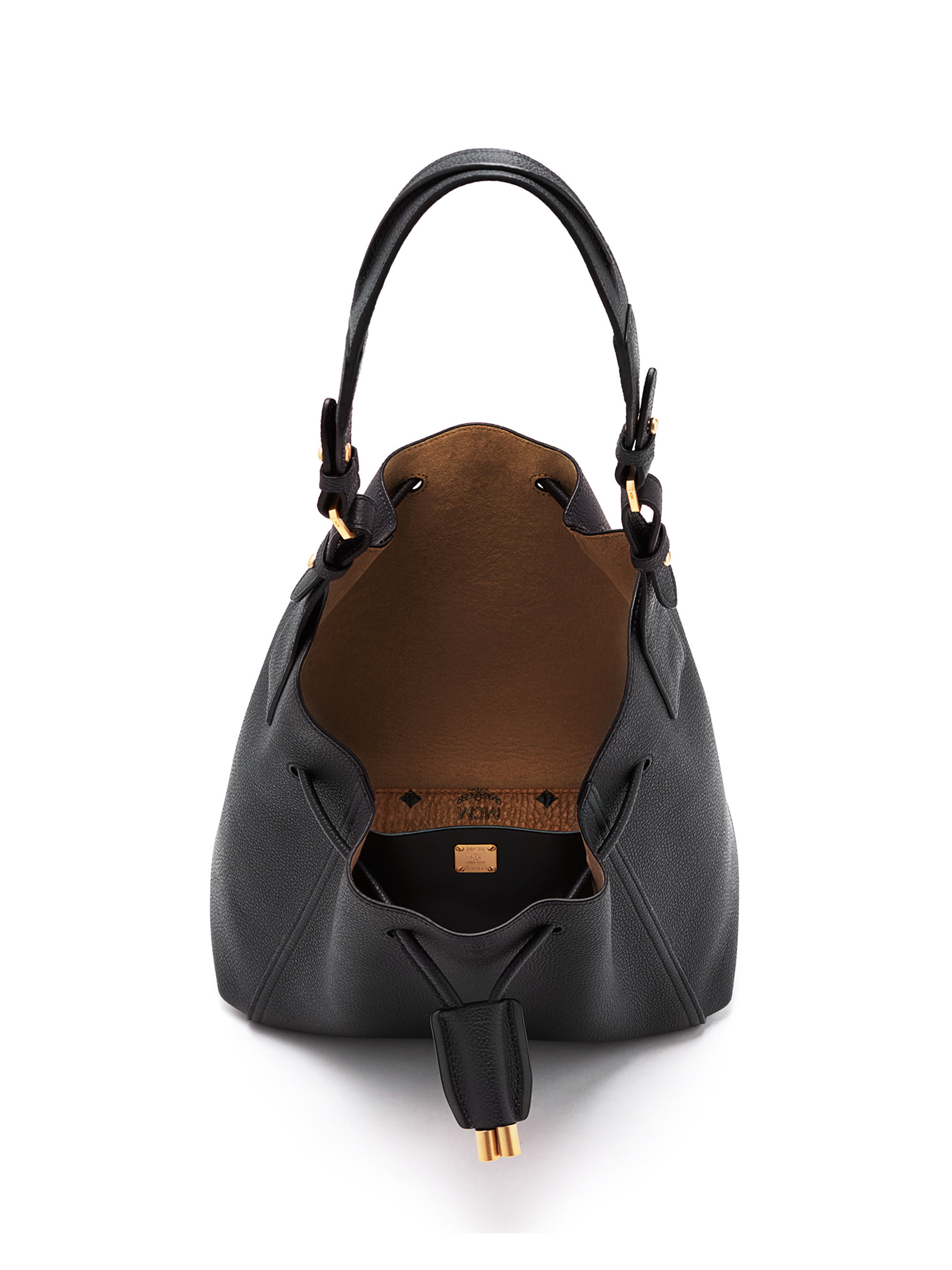 Lyst Mcm Milla Leather Drawstring Bucket Bag In Gray Gallery