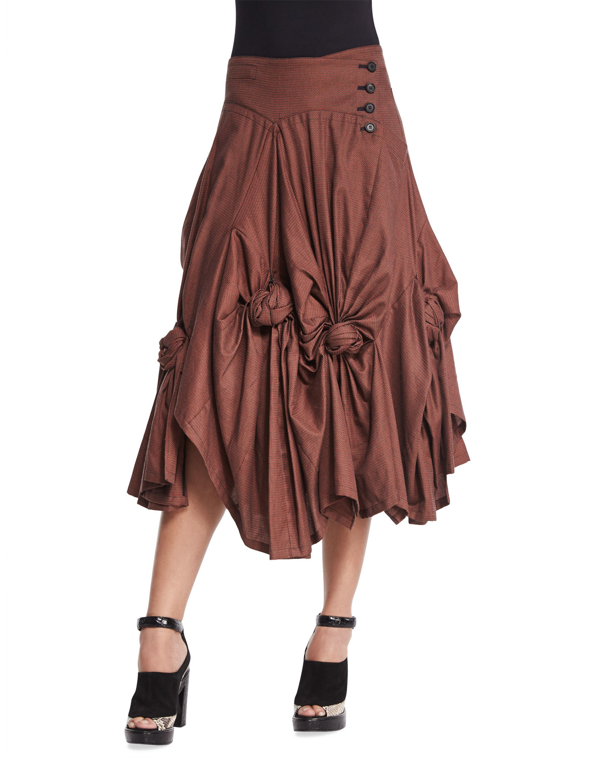 Creatures of the wind Rose-knotted Draped Drop-waist Skirt in Brown | Lyst