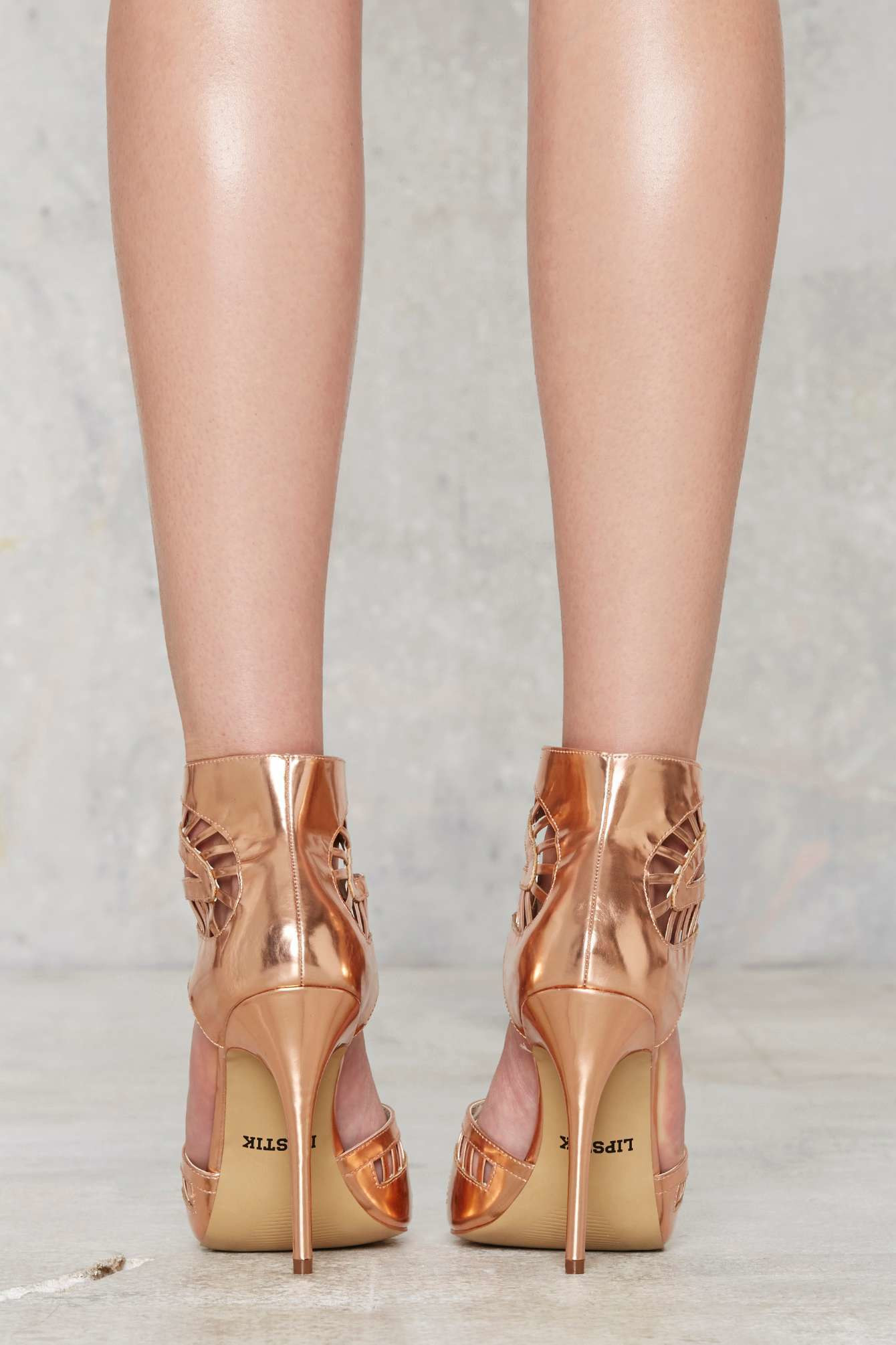 Lipstik Shoes Kara Cutout Heel - Rose Gold in Metallic - Lyst
