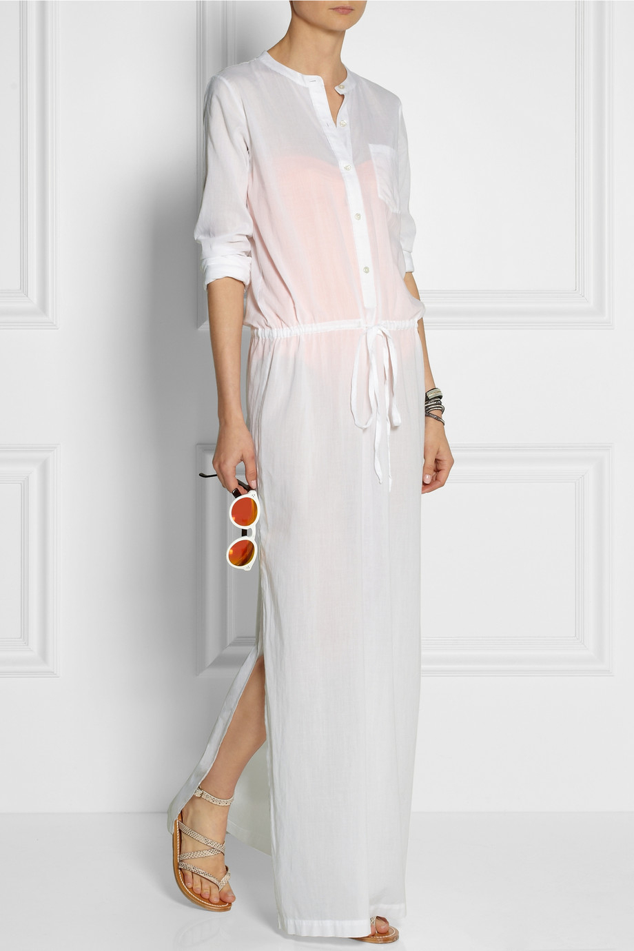 Lyst Theory Beach CottonVoile Maxi Dress in White