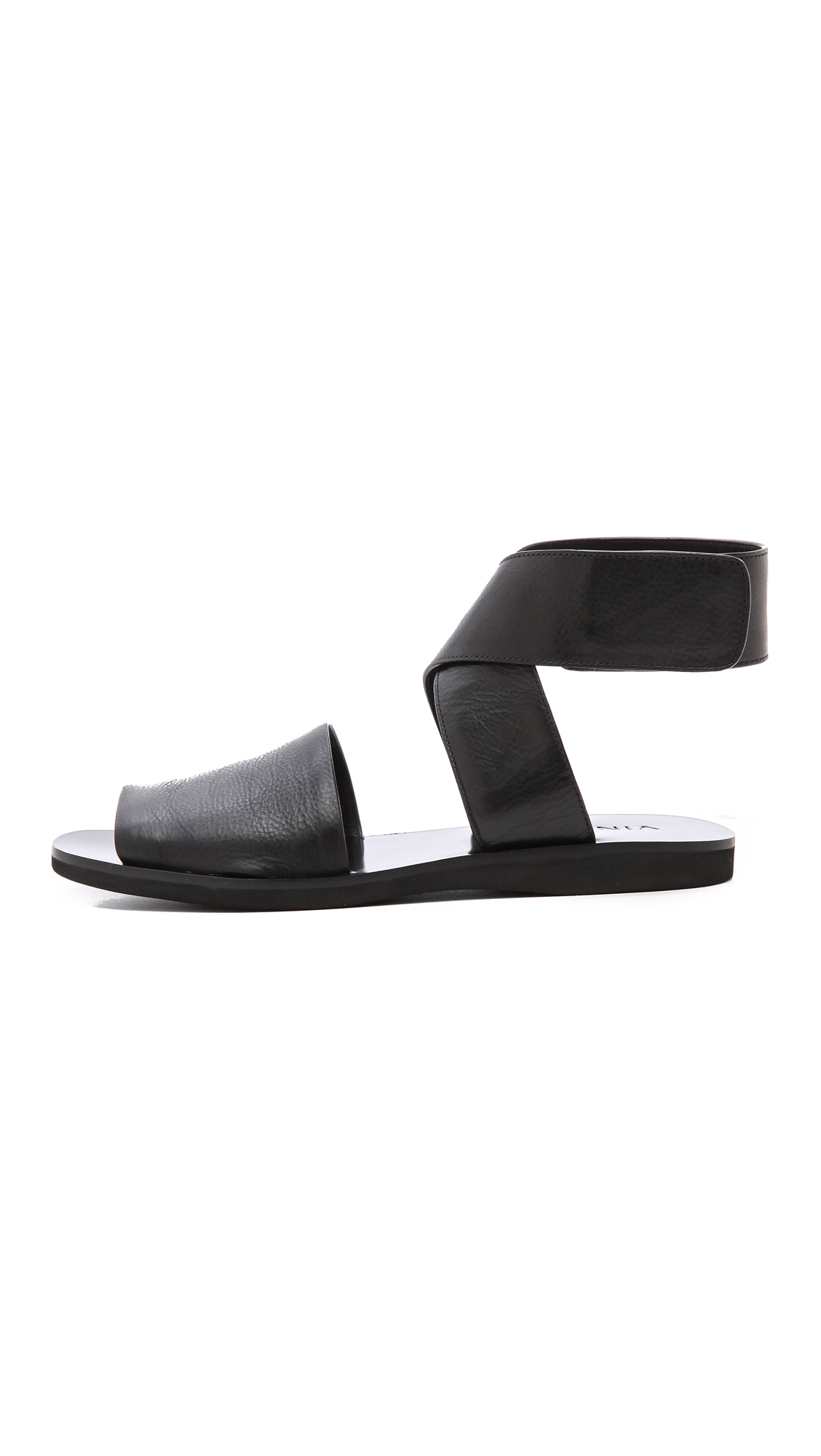 vince black leather sandals