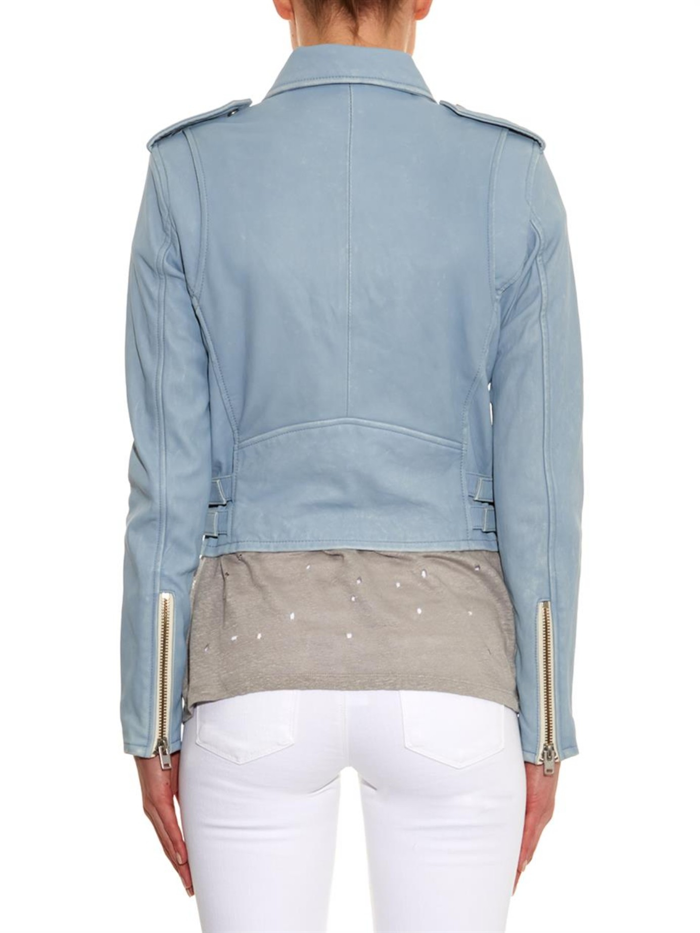 Iro Ashville Leather Biker Jacket In Blue Lyst