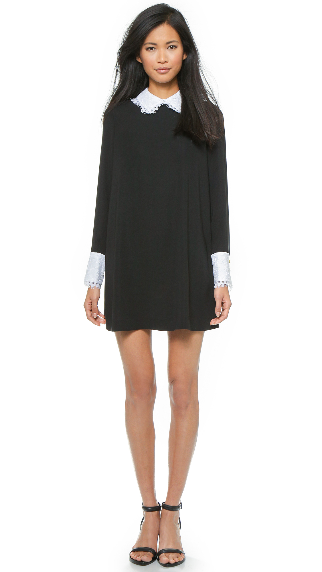 Lyst Rachel Zoe Luke Long Sleeve Shirt Collar Dress Black In Gallery