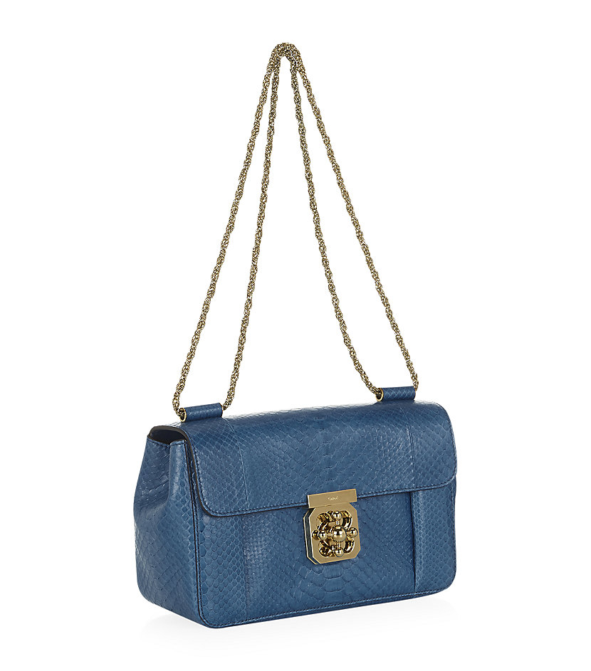 Chlo Medium Elsie Python Shoulder Bag in Blue (Factory Blue) | Lyst  