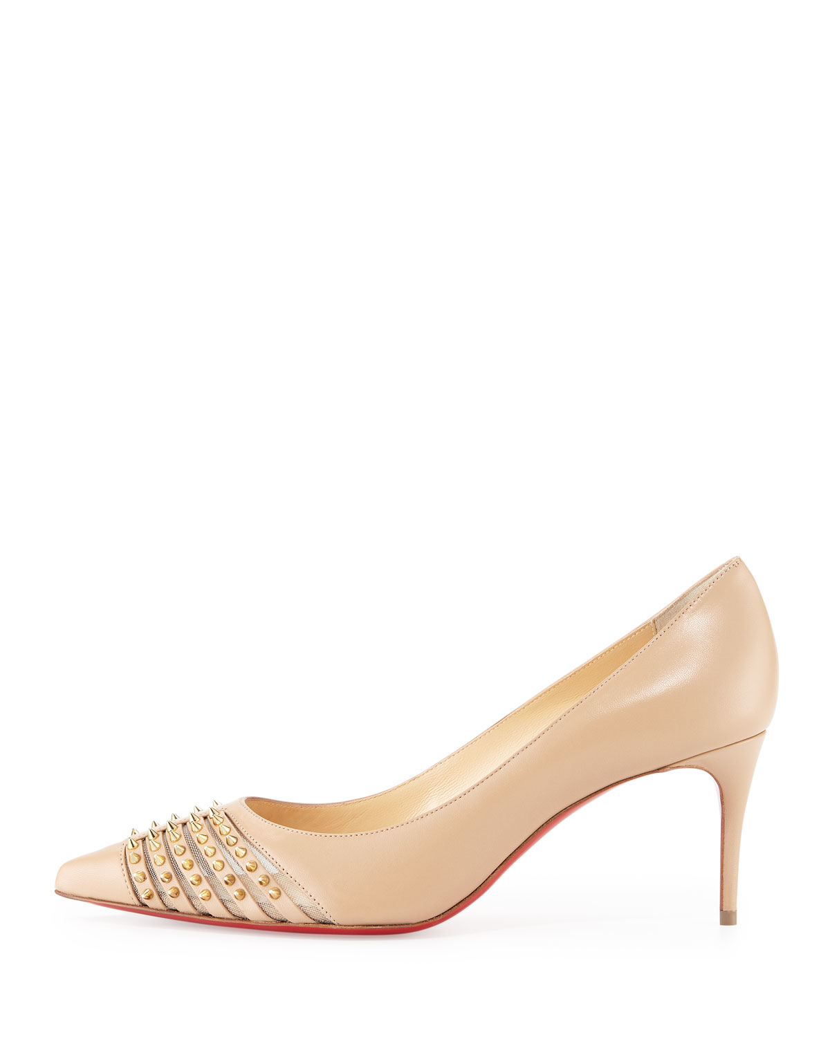 Christian louboutin Bareta Studded Cut-Out Leather Pumps in Pink ...