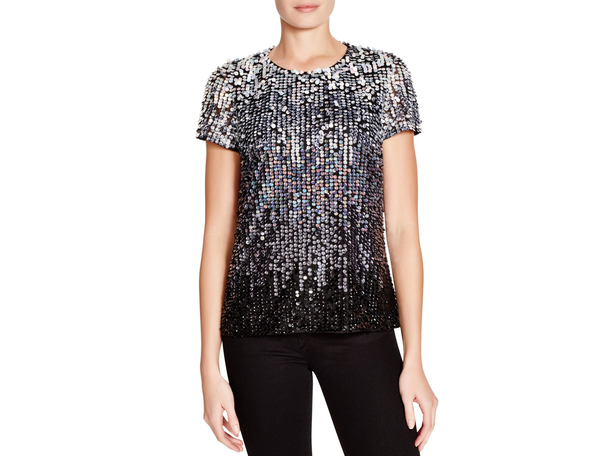 silver and black sequin top