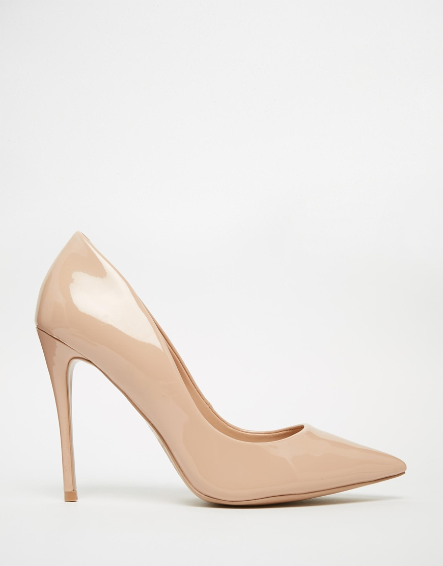 ALDO Stessy Pale Pink Leather Heeled Pumps in Natural - Lyst