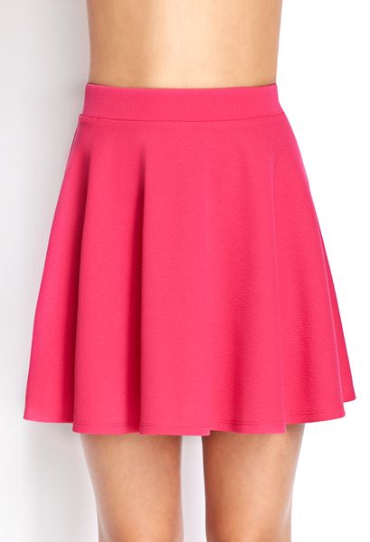 Forever 21 Textured Knit Skater Skirt in Pink (Hot pink) | Lyst