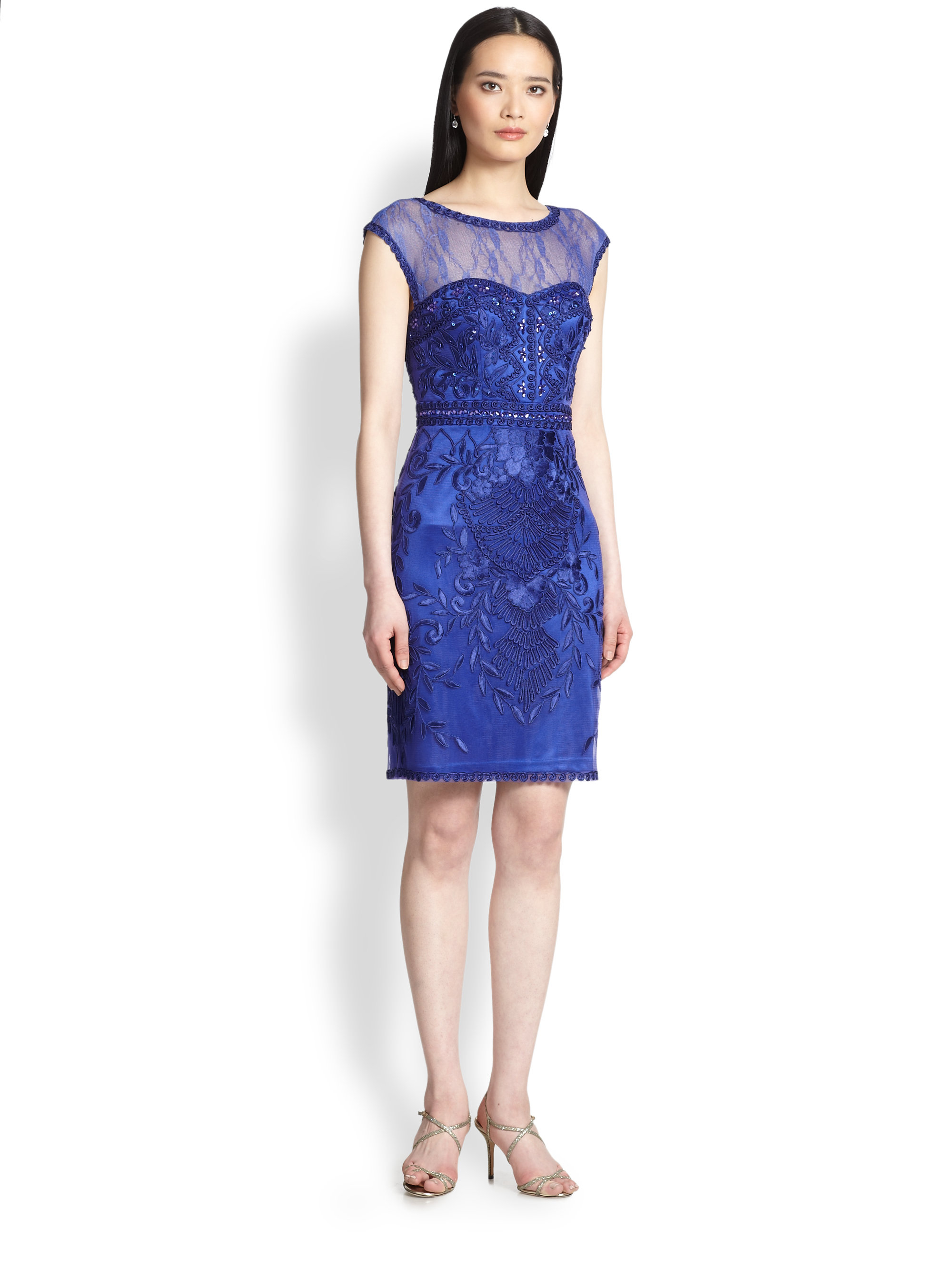 Lyst Sue Wong Embroidered Tail Dress In Blue Gallery