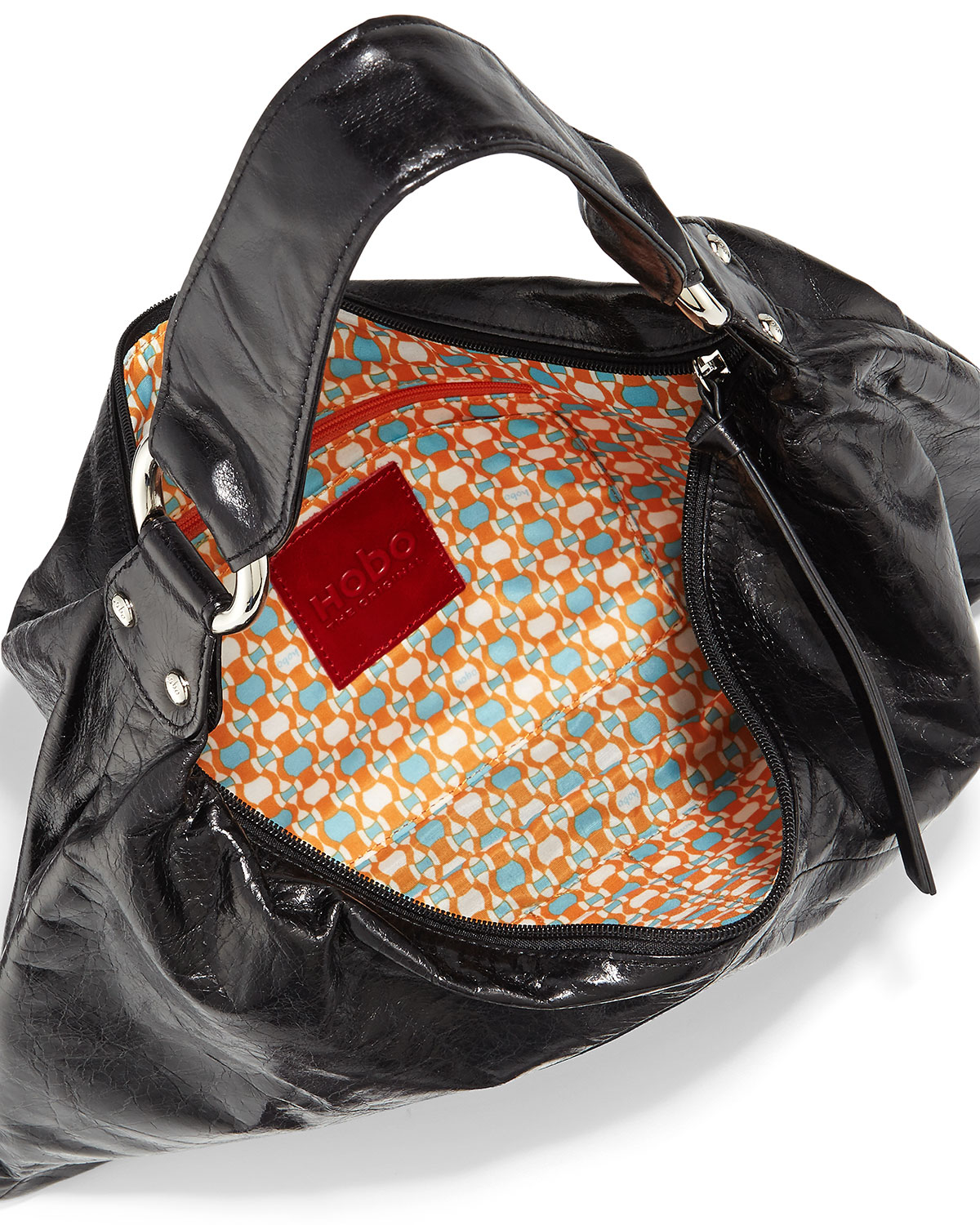 Lyst Hobo Paulette Glossy Leather Shoulder Bag in Black