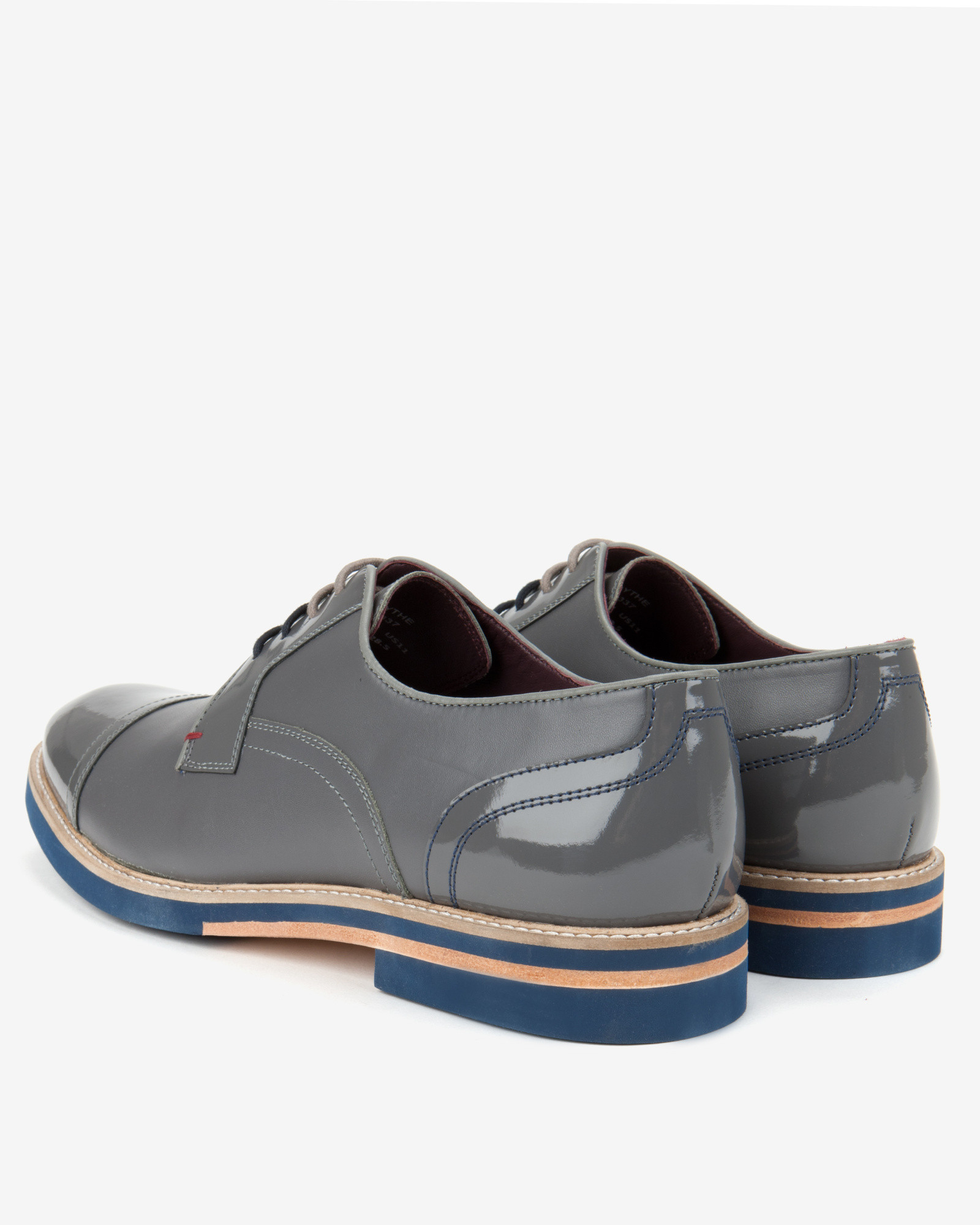 Ted Baker Textured Leather Derby Shoes in Gray for Men - Lyst
