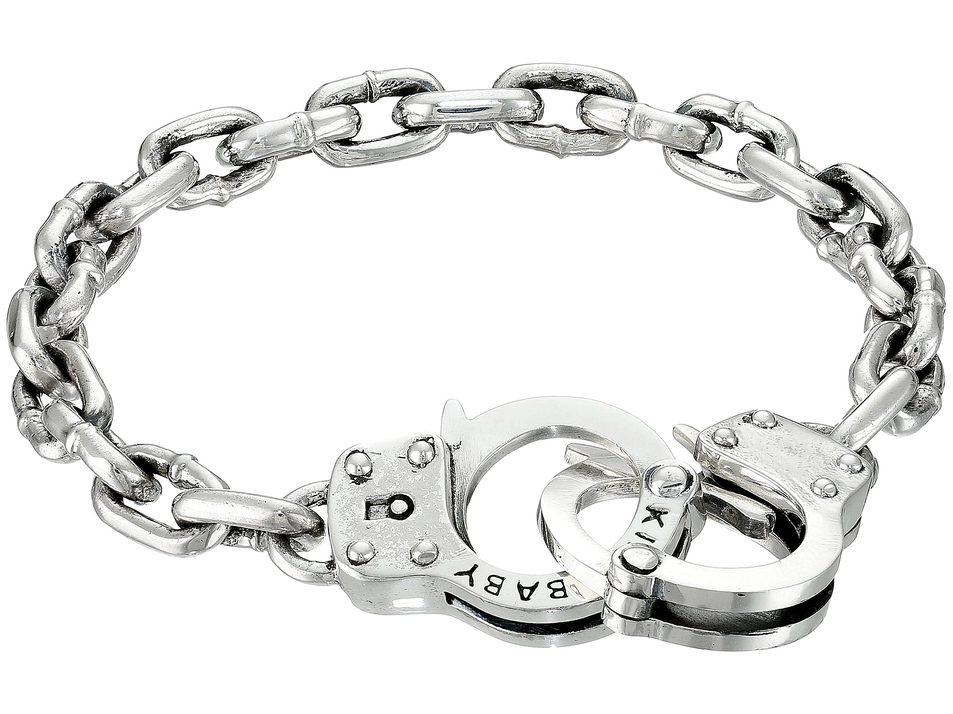 Lyst King Baby Studio Handcuff Clasp Silver Bracelet In Metallic Gallery