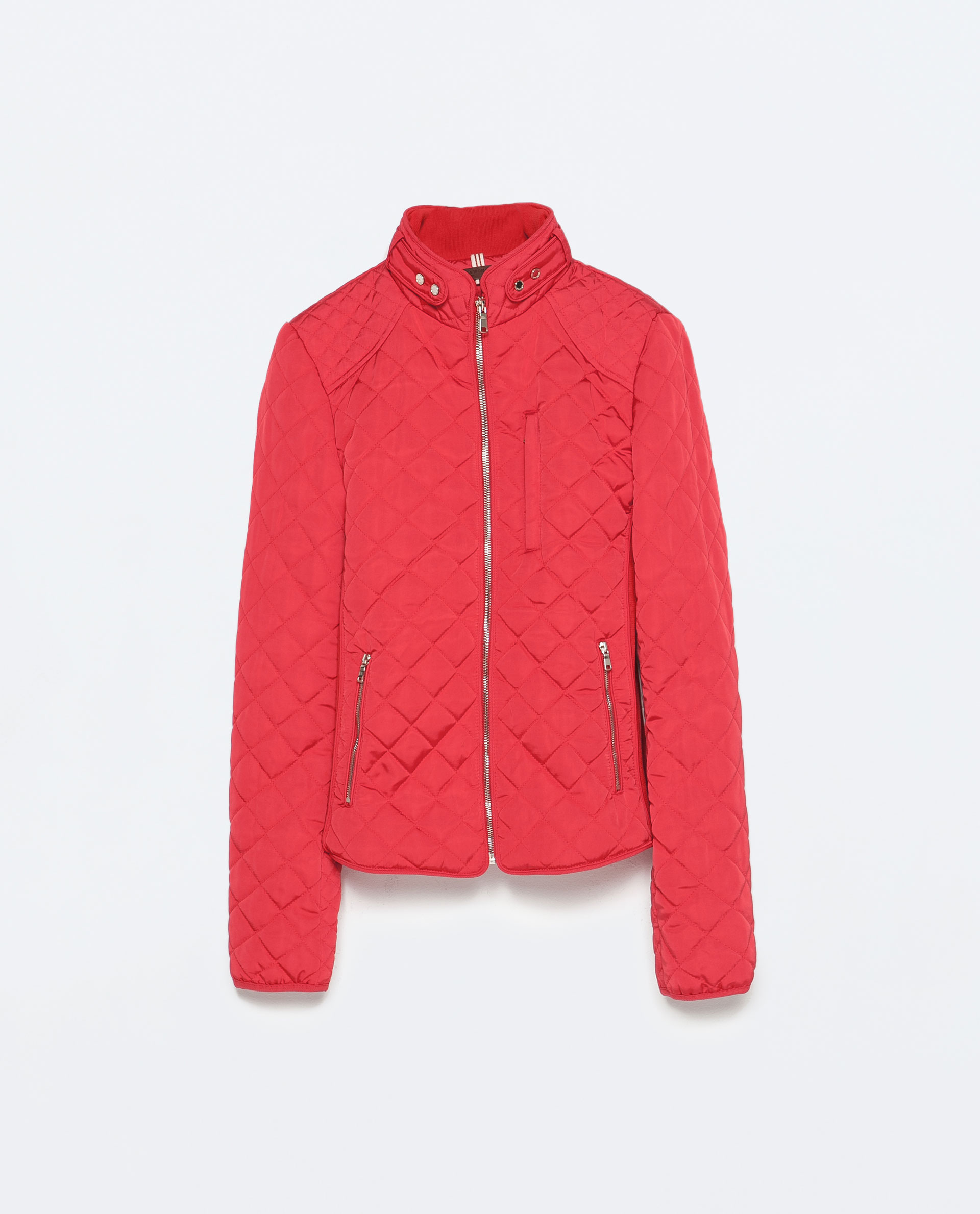 Zara Quilted Jacket In Red Lyst Gallery Women S Quilted Jackets
