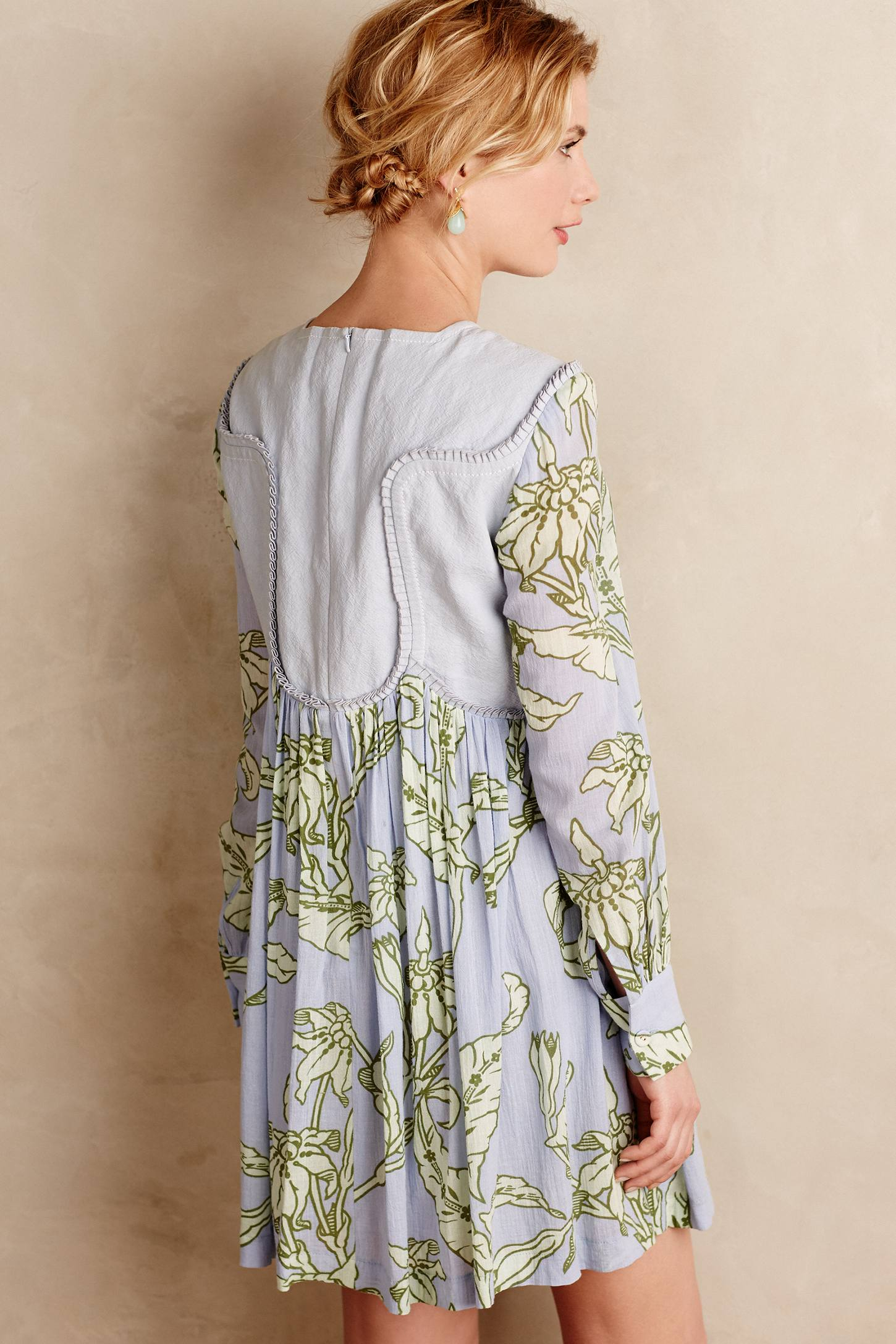 KAREN WALKER-GREENHOUSE CONTRAST DRESS-GARDEN WALL MUSLIN POWDER ...