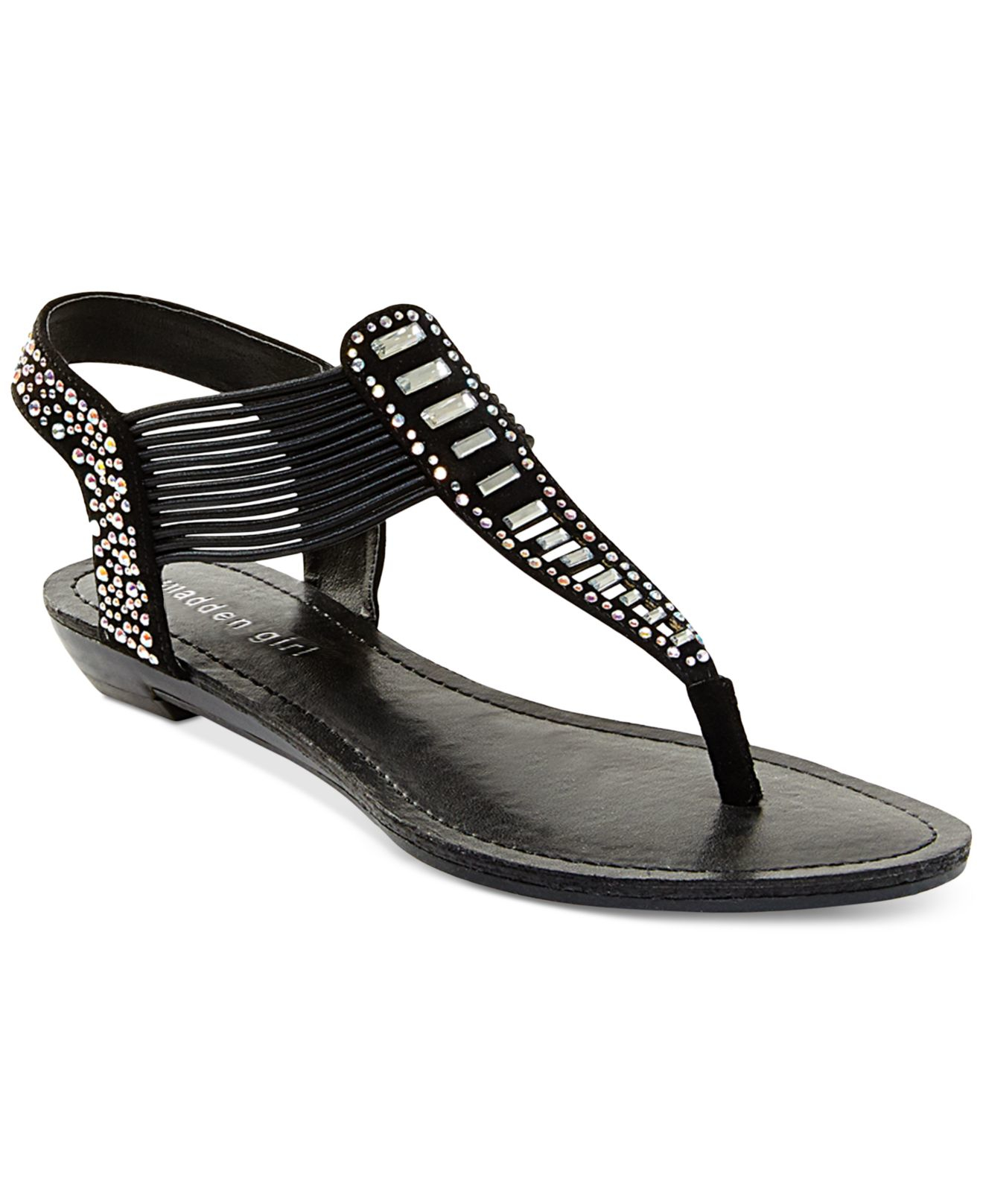 black thin strap flat sandals