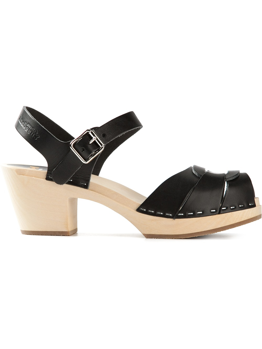 Lyst - Swedish Hasbeens Wooden Sole Sandals in Black